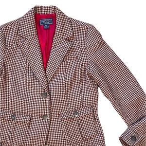 American Eagle Wool Blazer Sport Jacket tan cream brown houndstooth BTS fall MED